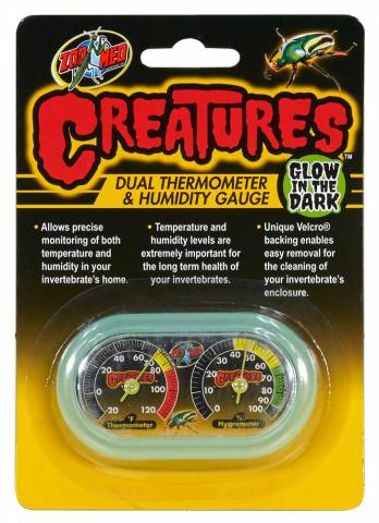 Zoo Med Creatures Dual Thermometer & Humidity Gauge (glow in dark)